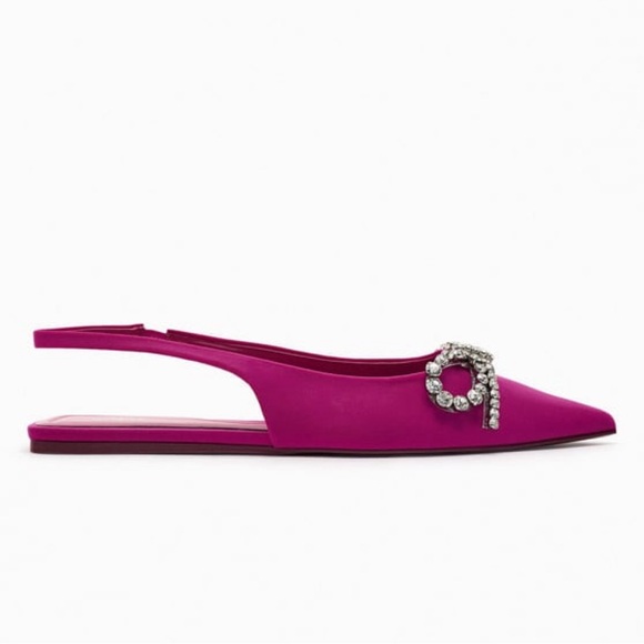 NWT Zara Luxury Summer Wedding Embelished Bejeweled Bow slingback mules/shoes - Picture 3 of 17